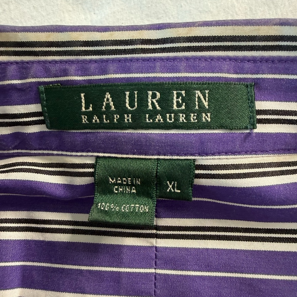 Lauren Ralph Lauren Purple Striped Cotton Button Down Shirt XL classic 90 - Picture 10 of 13